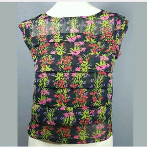 Lily White Top Blouse #5303 Size Small Floral